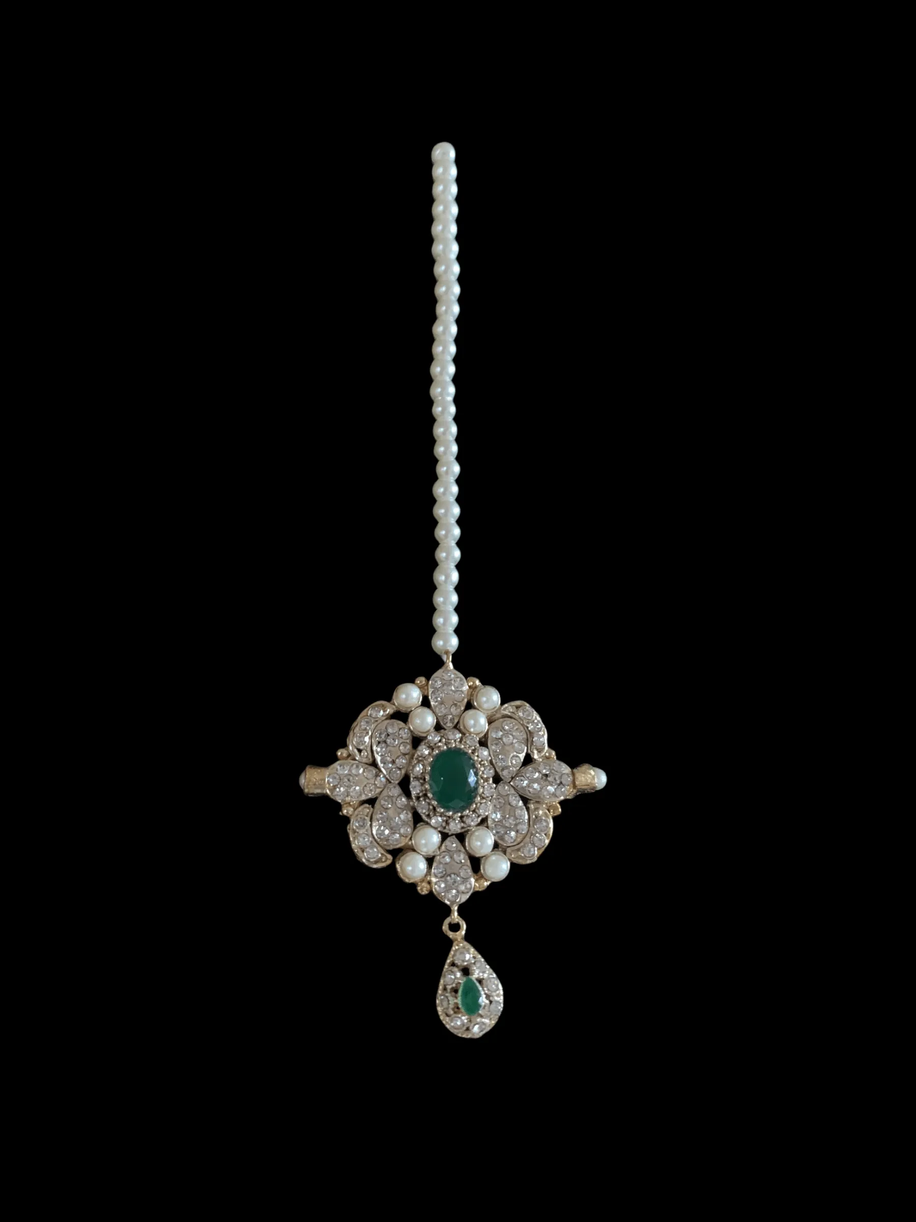 C122 Nilofar choker set in zircon and cz emerald ( SHIPS IN 4 WEEKS )