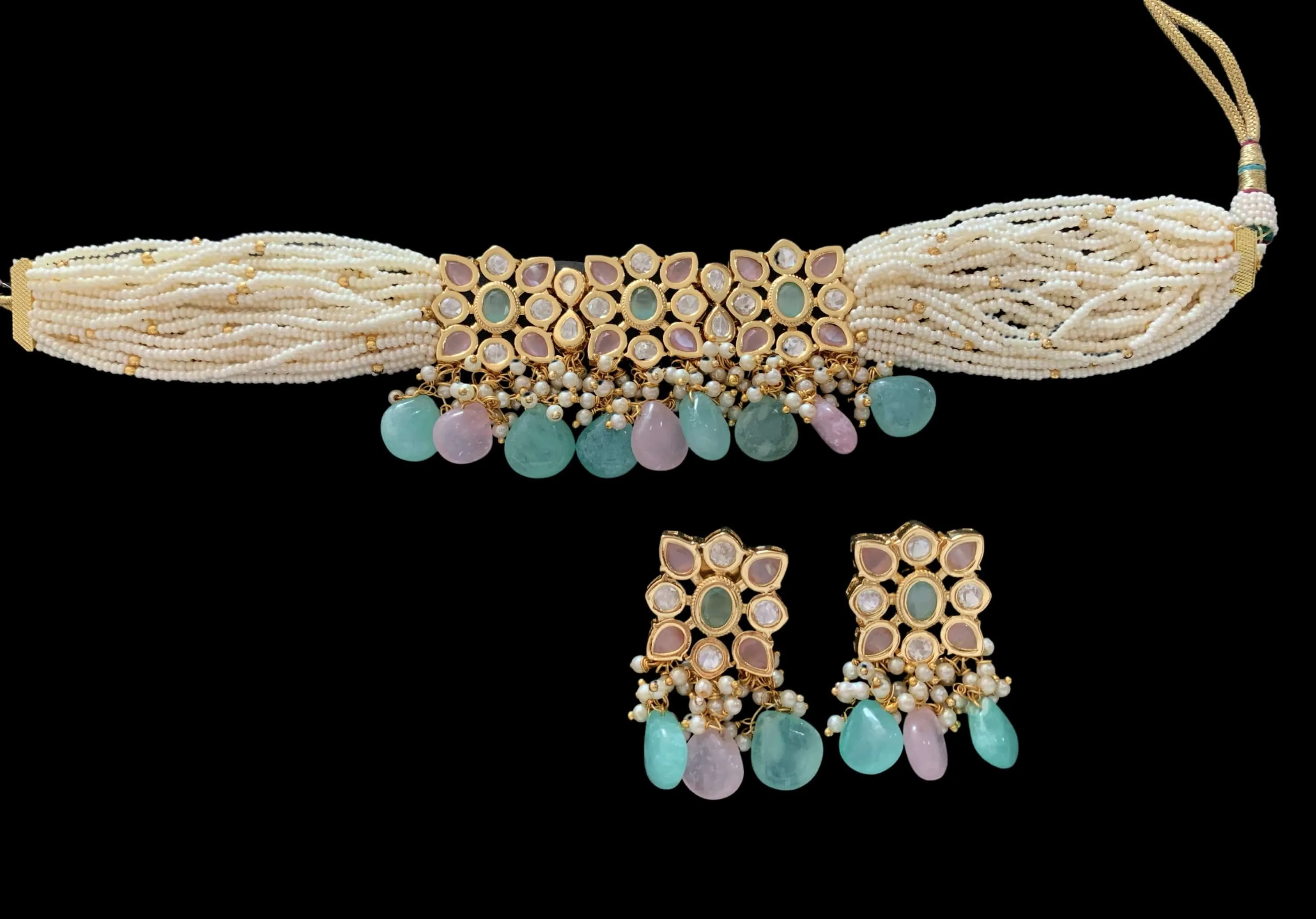 C156 Meera polki  choker with earrings ( READY TO SHIP )