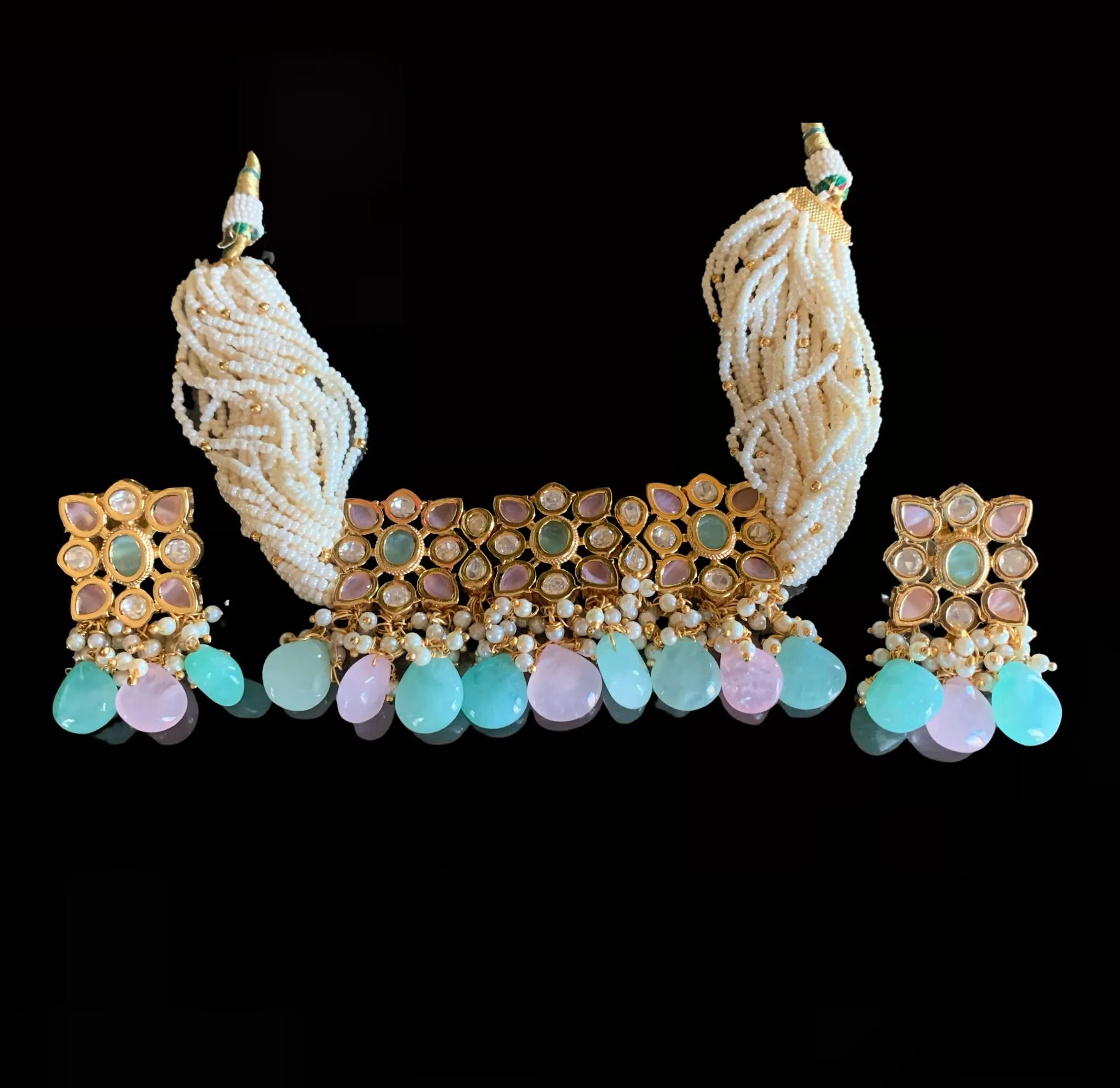 C156 Meera polki  choker with earrings ( READY TO SHIP )