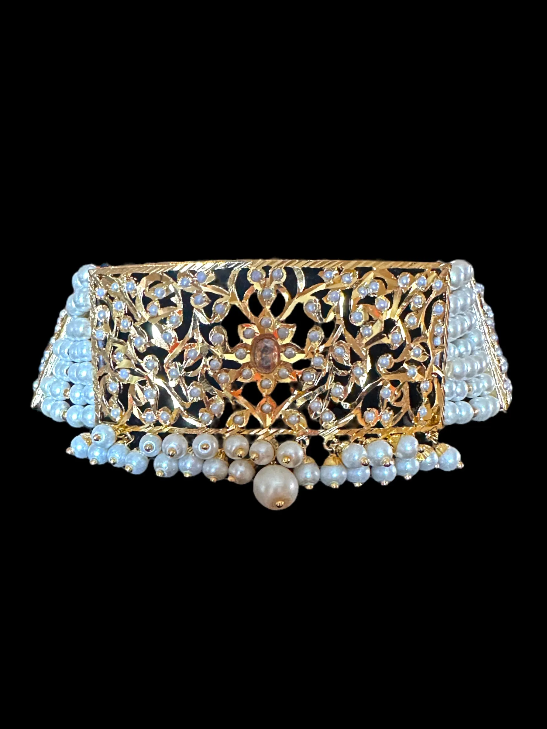 C243 Gold plated jadau choker in pearls ( SHIPS IN 4 WEEKS  )