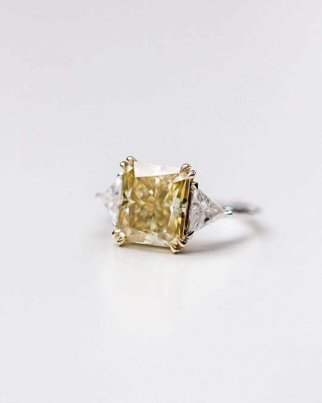 Canary Diamond Ring 4.9 carat HUGE 10.5x9mm Yellow Cusion Radiant, Radiant cut diamond ring