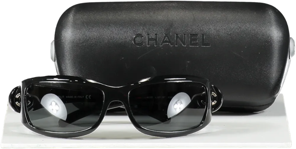 Chanel 6030 Black /silver Cc Logo Arm Sunglasses