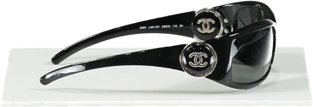 Chanel 6030 Black /silver Cc Logo Arm Sunglasses