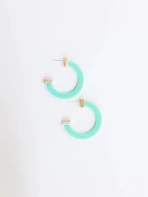 Classic Acrylic Medium Hoops in Teal