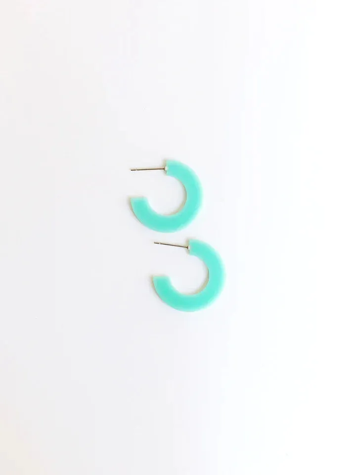 Classic Acrylic Small Hoops in Teal