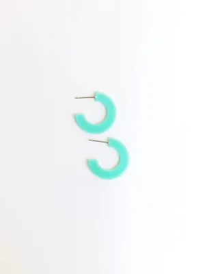 Classic Acrylic Small Hoops in Teal