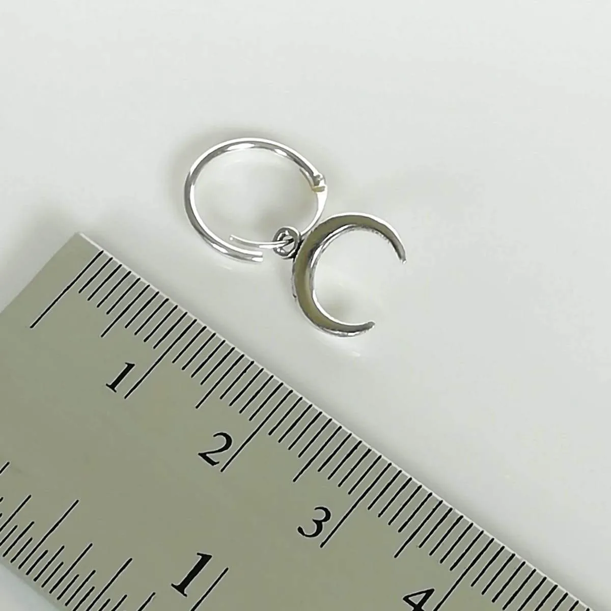 Crescent Moon Charm - Moon Charm Hoops - Wanderlust Hoops - Open Hoop Earrings - Silver Hoops - Talisman Charm - Celestial Charm