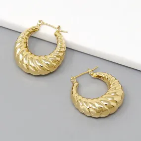 Croissant Gold Dipped Puffed Hoop Earrings