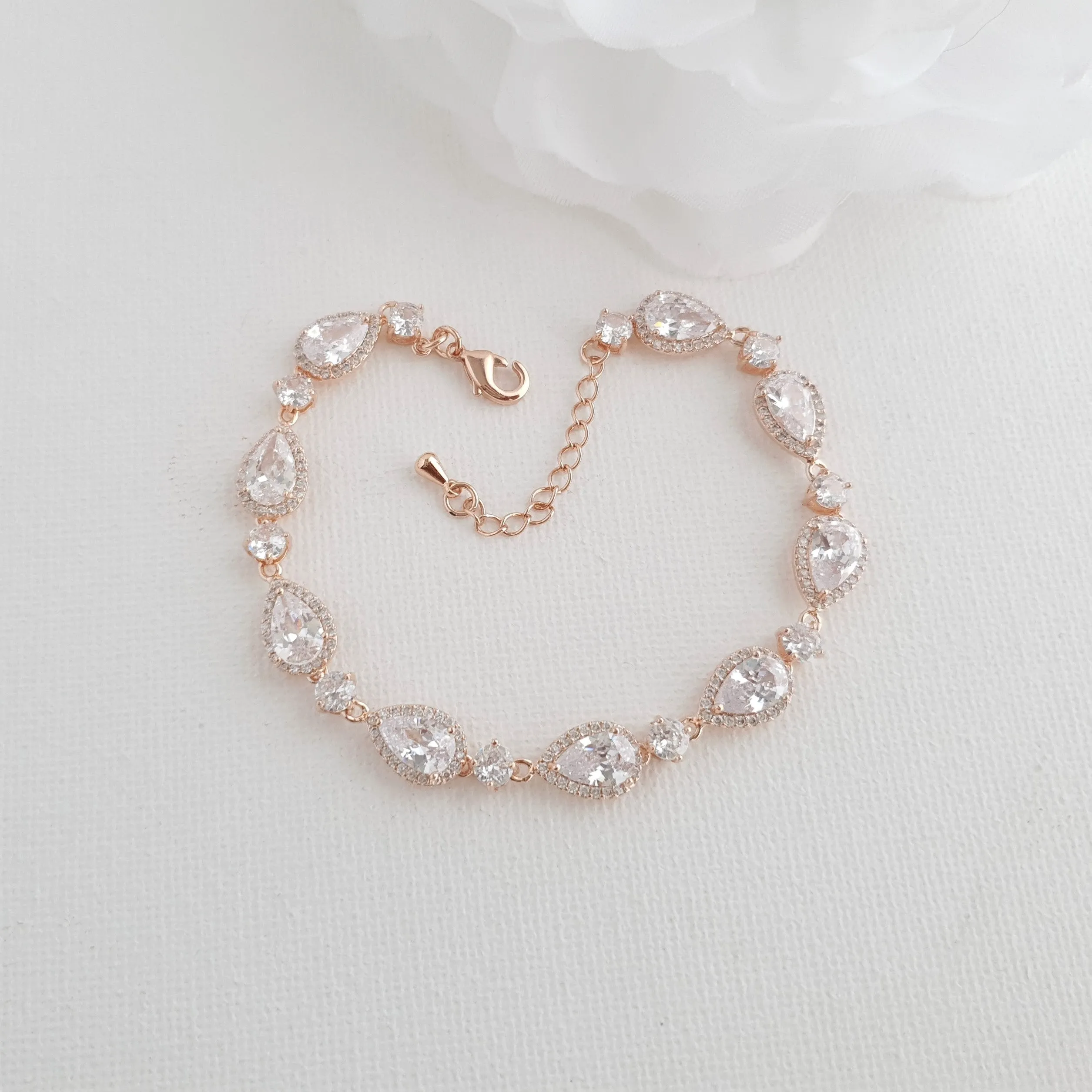 Dainty Teardrop Wedding Bracelet in Gold for Brides-Emma