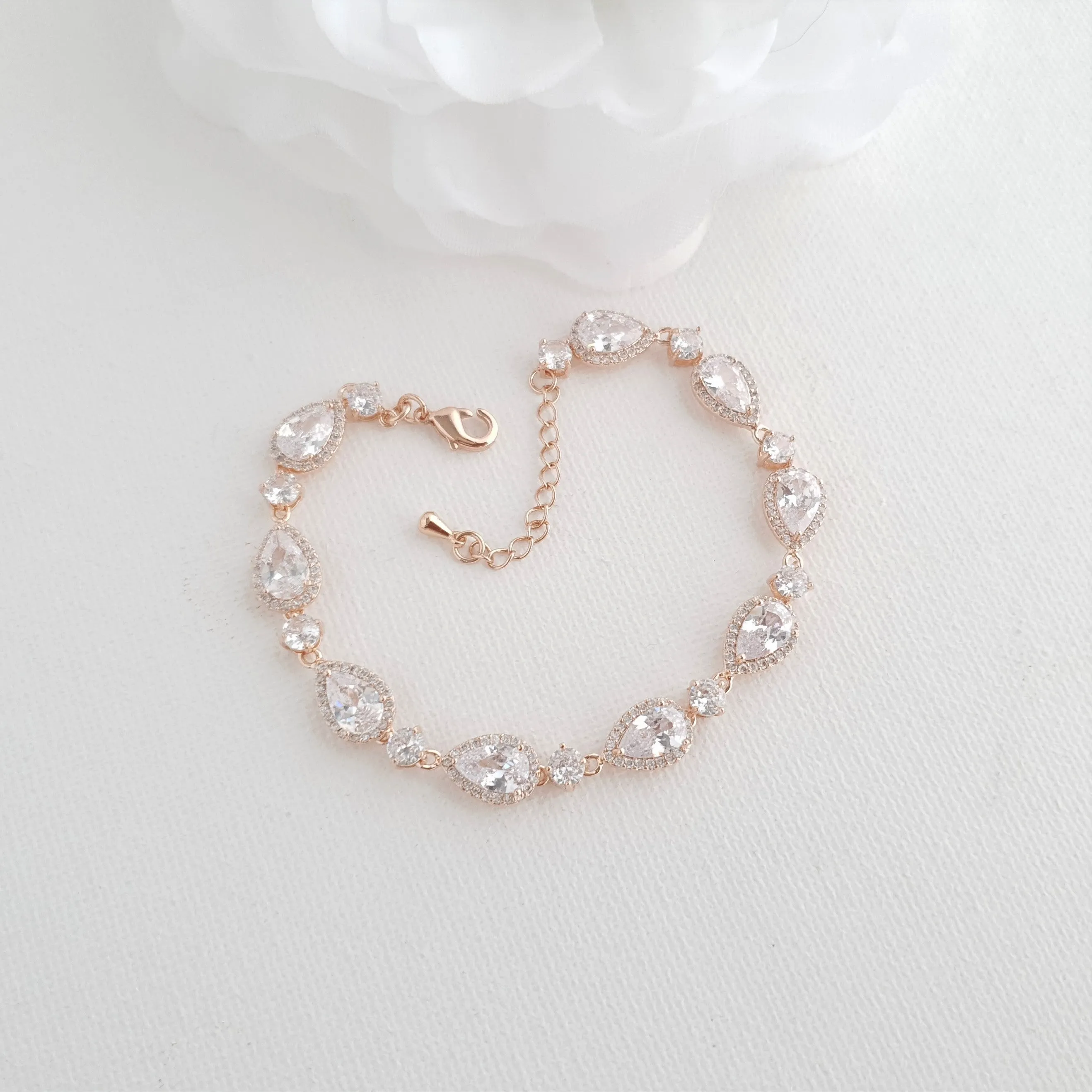 Dainty Teardrop Wedding Bracelet in Gold for Brides-Emma