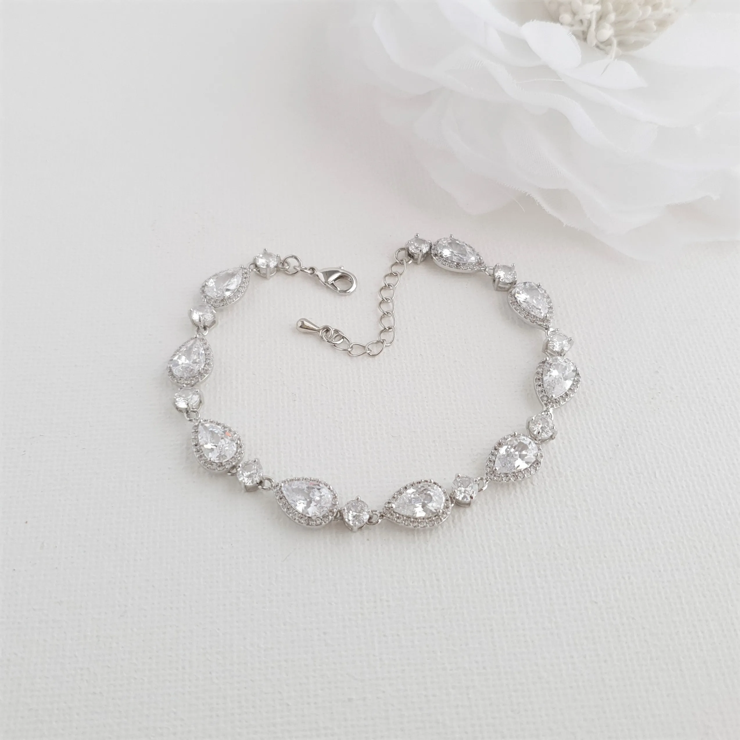 Dainty Teardrop Wedding Bracelet in Gold for Brides-Emma