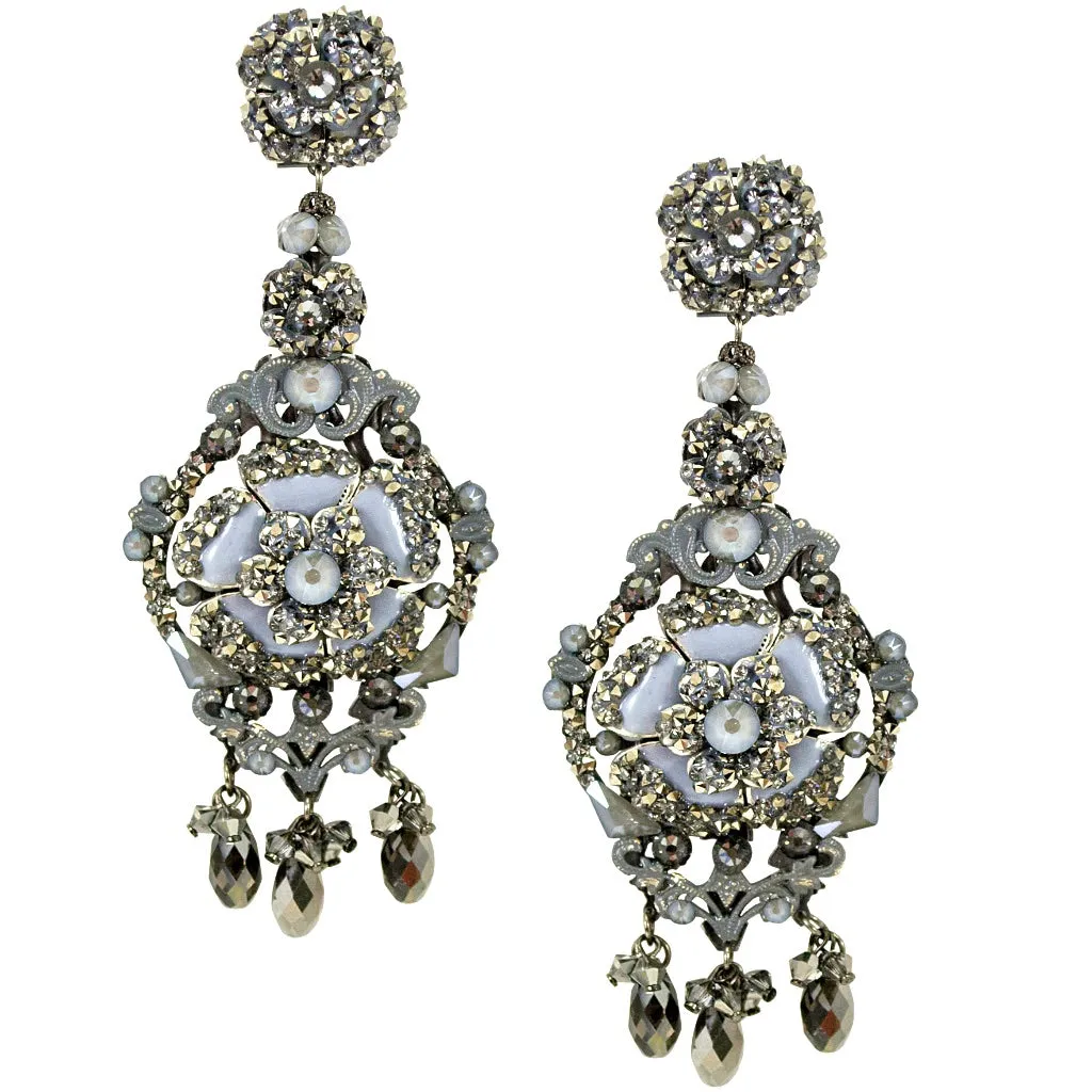 Dazzling Grey Swarovski Pendant Earrings by DUBLOS