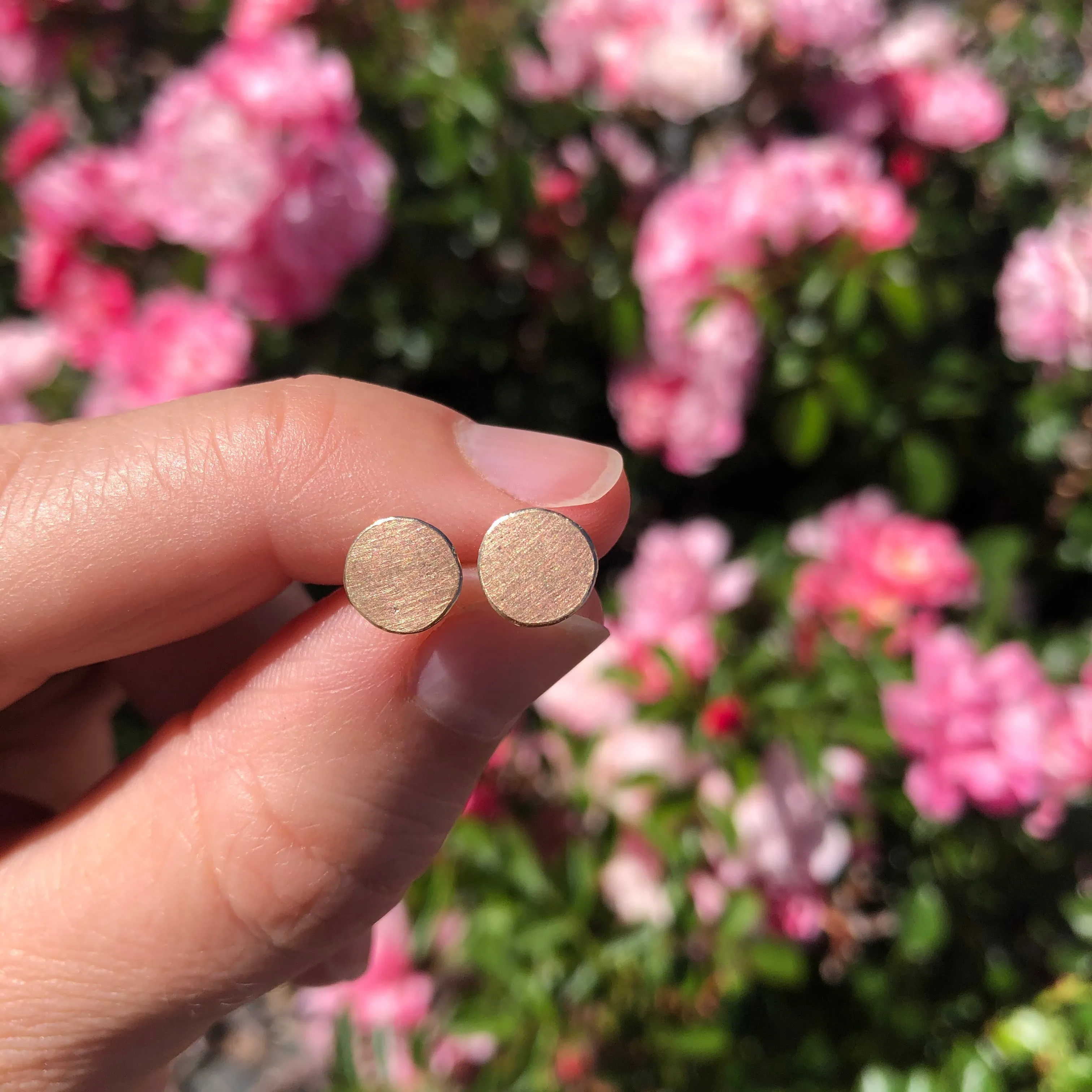 Disc stud earrings in 10k gold