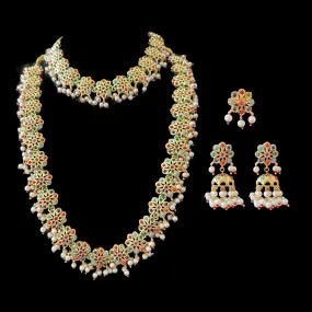 DNS85 Malavika necklace set with jhumka and ring - Navratan ( READY TO SHIP )