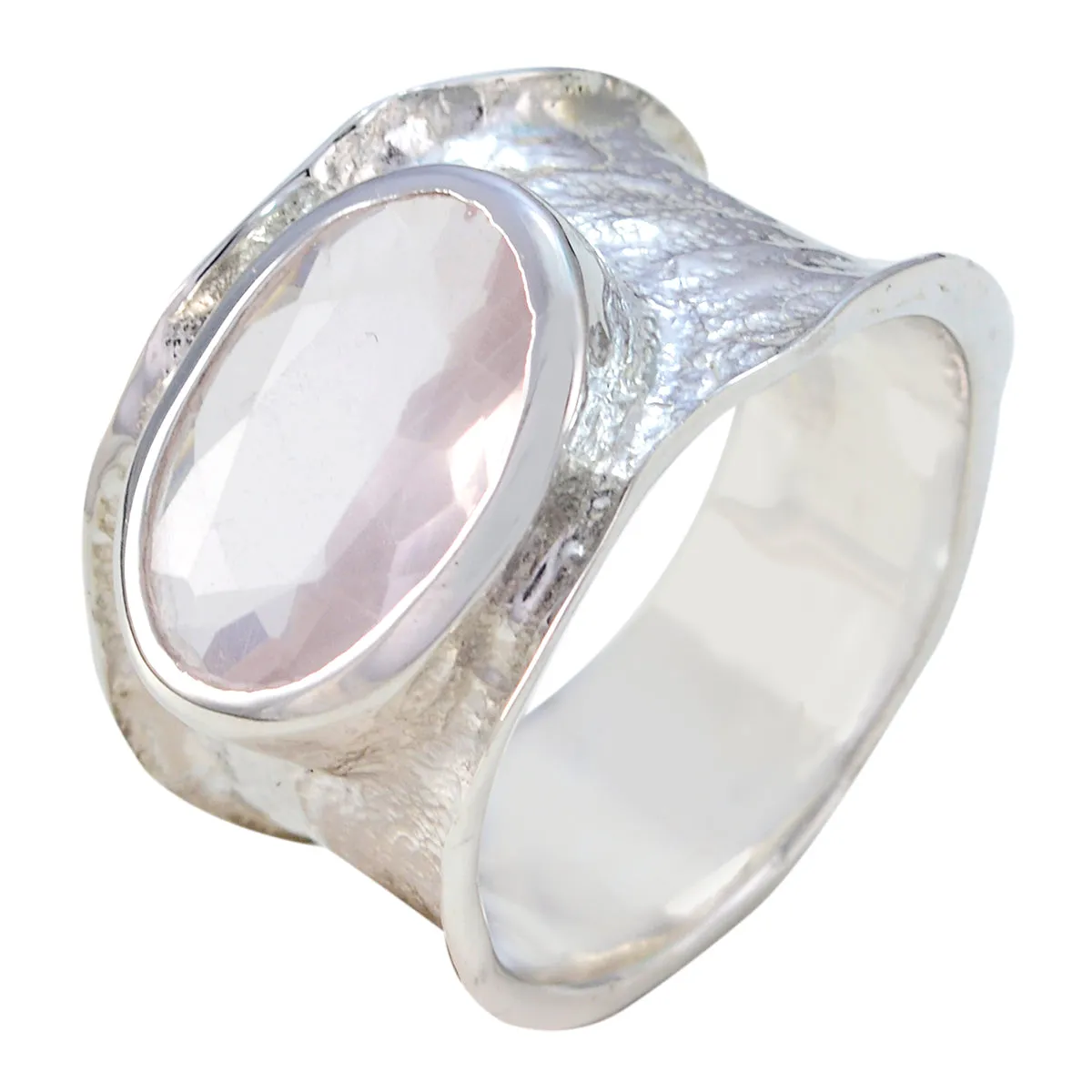 Drop-Dead Gem Rose Quartz 925 Sterling Silver Ring Indian Head Jewelry