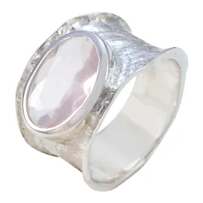 Drop-Dead Gem Rose Quartz 925 Sterling Silver Ring Indian Head Jewelry