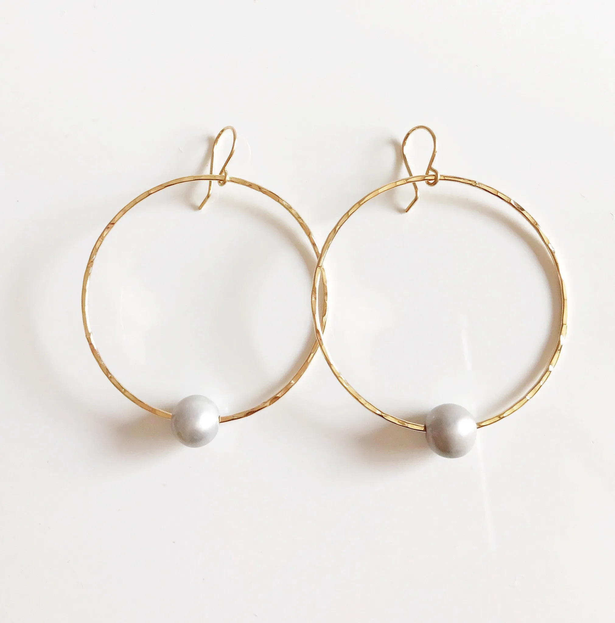 Earrings Moana - silver pearls (E369)