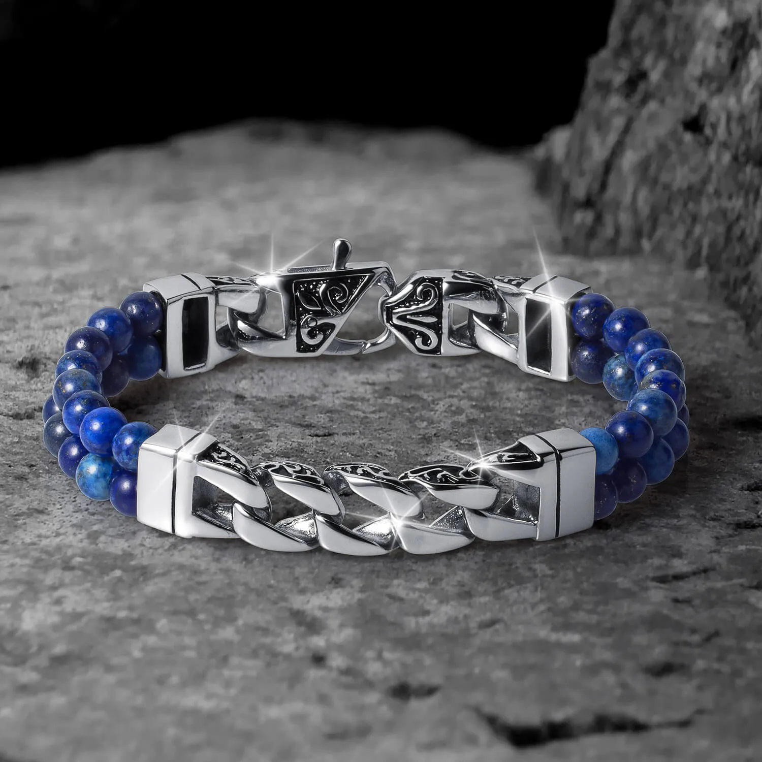 Eclipse Lapis Steel Men's Bracelet