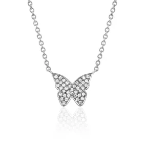 EF Collection - Diamond Butterfly Necklace, White Gold