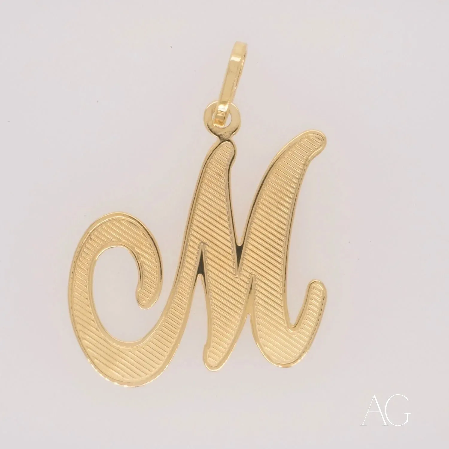 Elegant 18k Gold Letter M Pendant