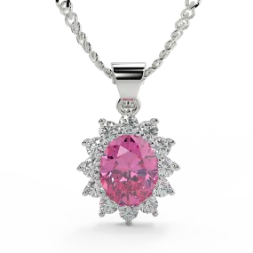 Elegant Pink Zircon Embellished Necklace (925 Sterling Silver)