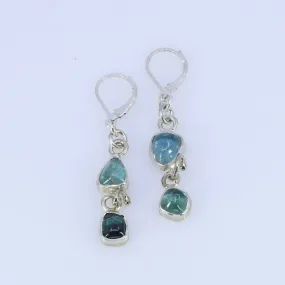 Elin - Double Tourmaline Silver Drop Earrings