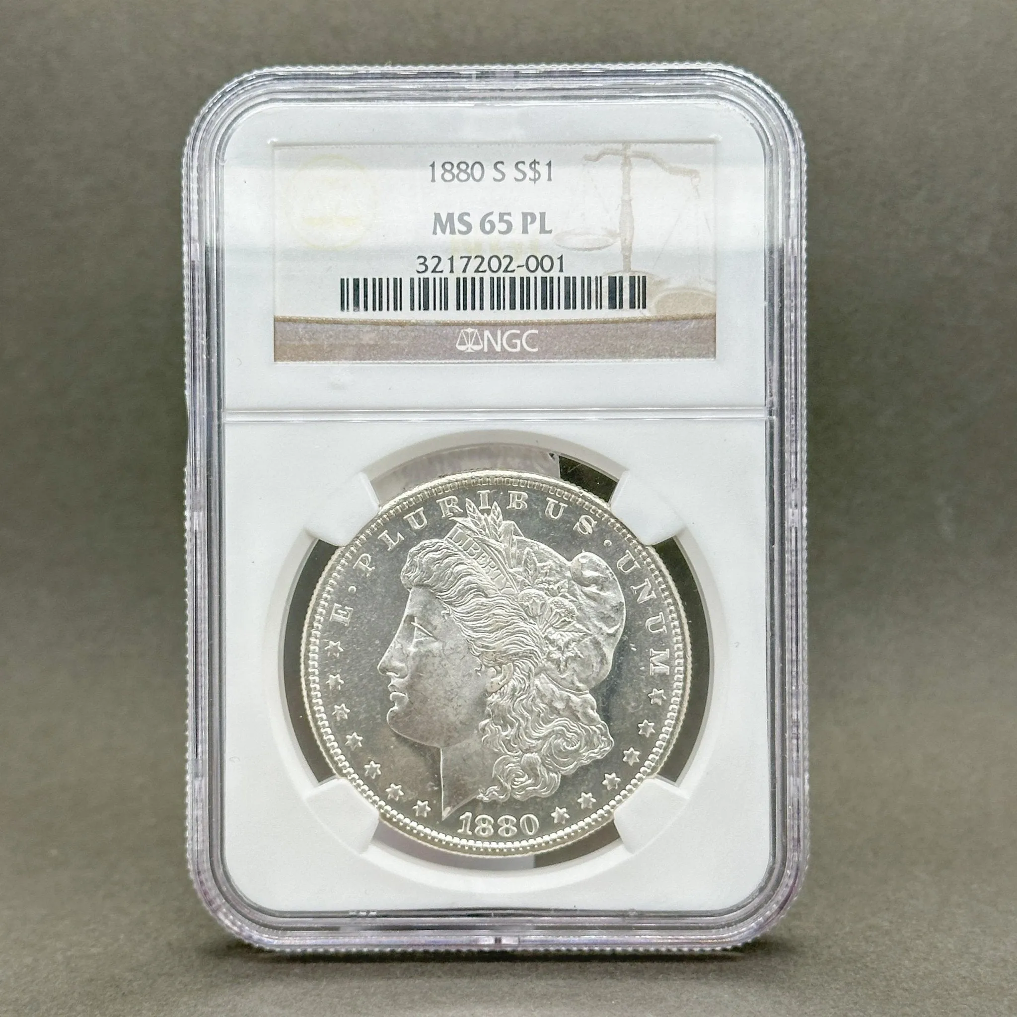 Estate 0.900 Fine Silver 1880 S$1 Morgan Dollar NGC MS65 PL