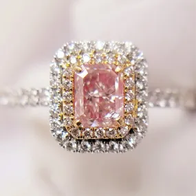 FAINT PINK DIAMOND RING | Radiant Cut Pink Diamond Engagement Ring