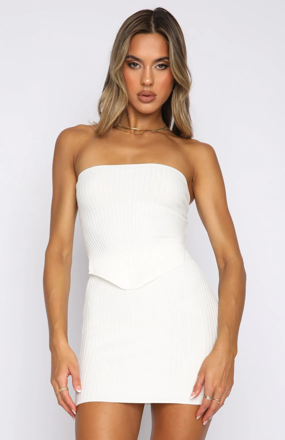 Fair And Square Knitted Bustier Off White