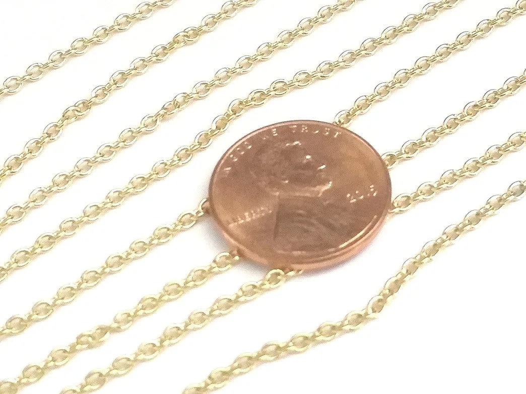 Fine Gold Stainless Chain, 2mm Soldered Closed Links, Lot Size 50 Meters on a Spool, #1913 G