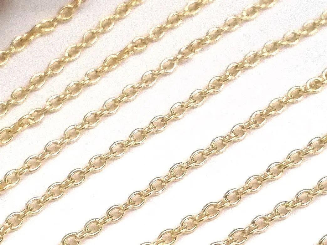 Fine Gold Stainless Chain, 2mm Soldered Closed Links, Lot Size 50 Meters on a Spool, #1913 G