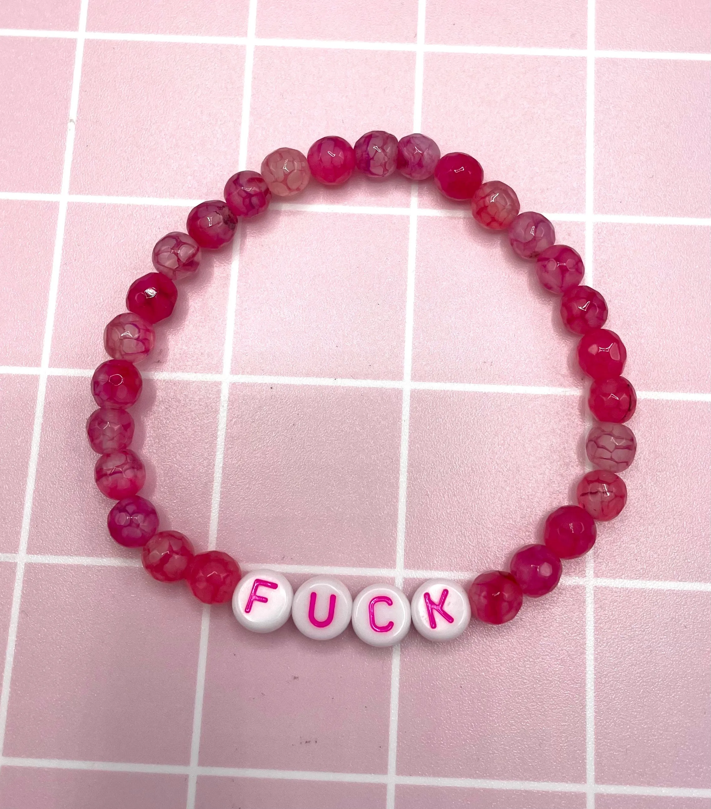 Gemstone FUCK stretch Bracelet