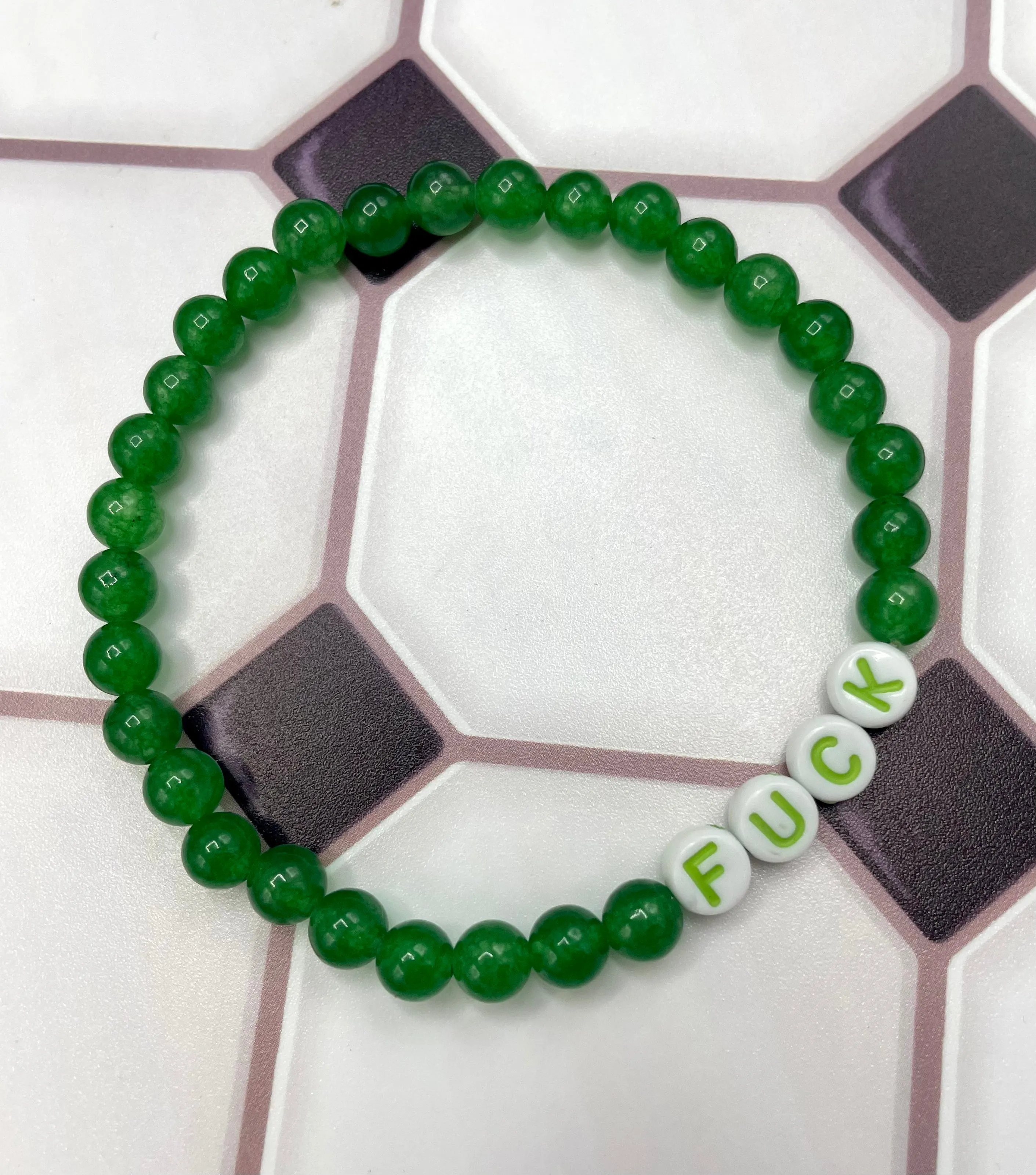 Gemstone FUCK stretch Bracelet