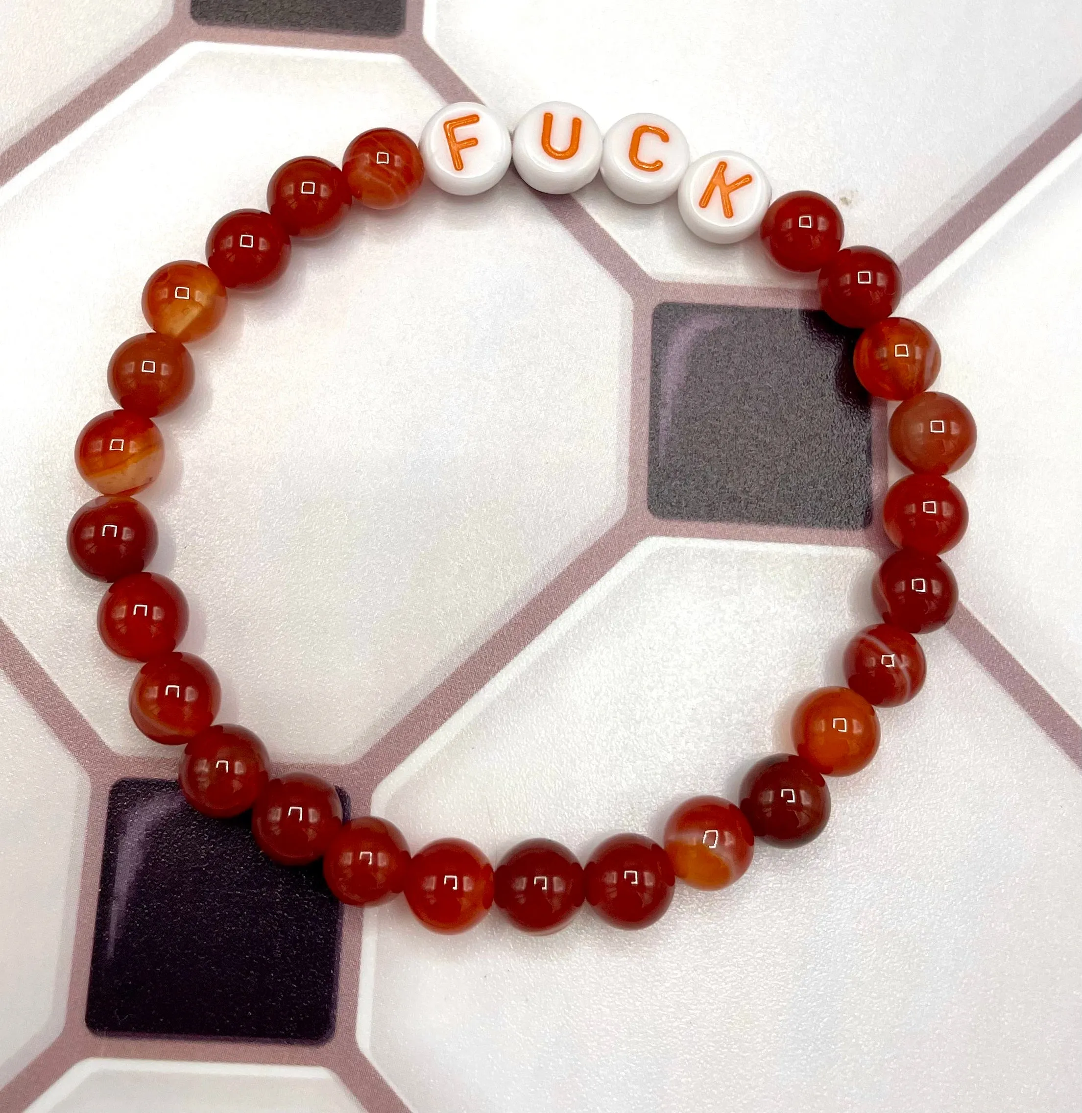 Gemstone FUCK stretch Bracelet