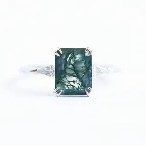 Georgia Moss Agate Ring With Accent Diamonds