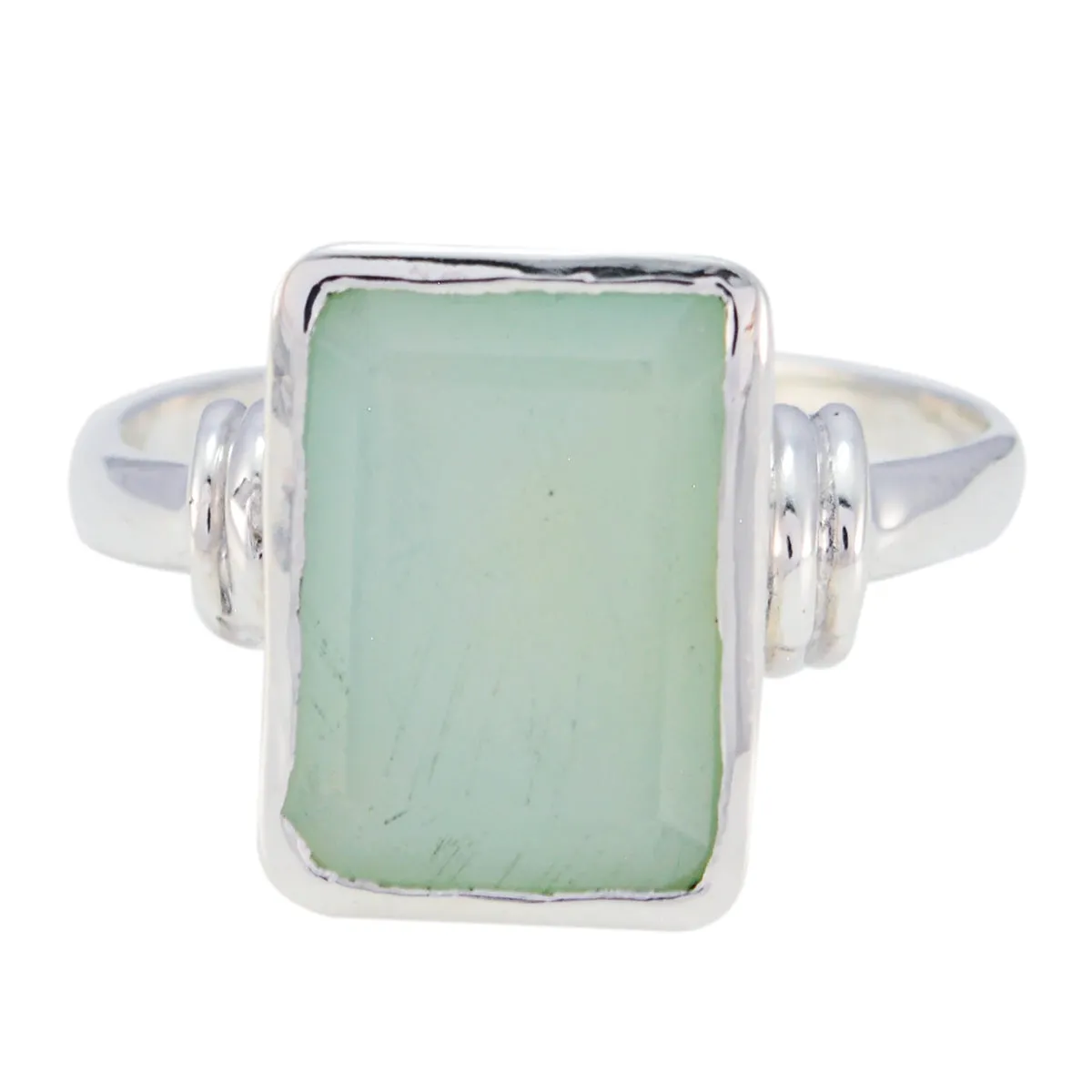 Glamorous Gem Aqua Chalcedony 925 Sterling Silver Ring Grandmother Gift