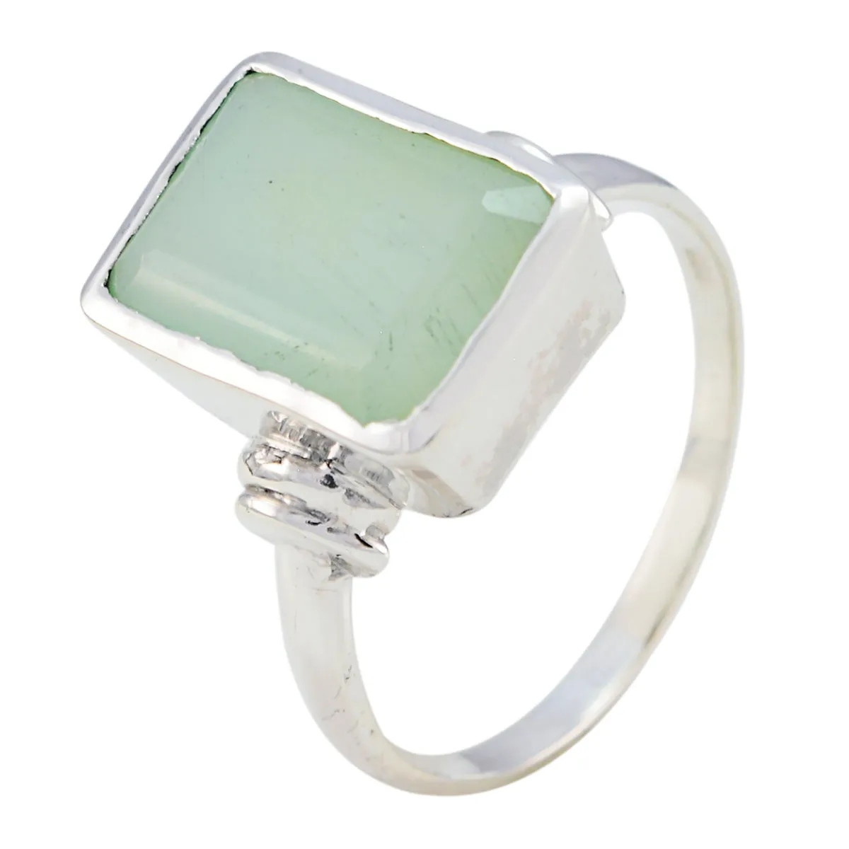 Glamorous Gem Aqua Chalcedony 925 Sterling Silver Ring Grandmother Gift