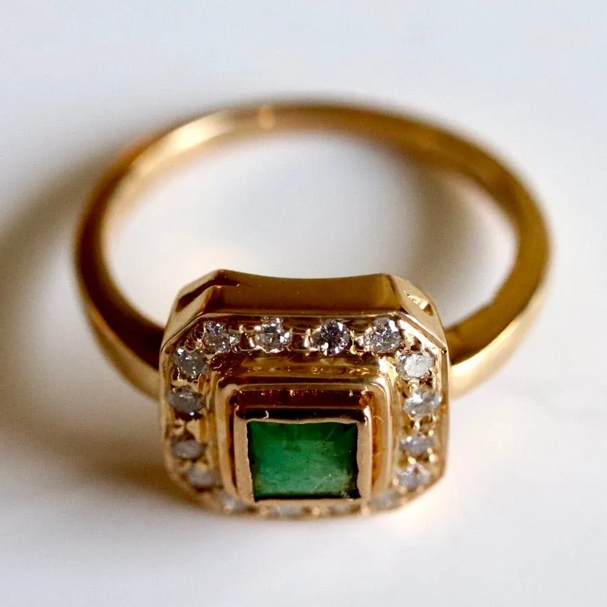 Goddess 14k Gold, Emerald and Diamond Ring