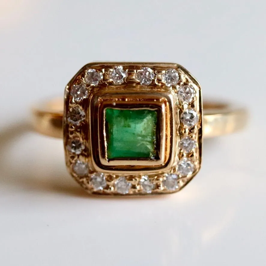 Goddess 14k Gold, Emerald and Diamond Ring