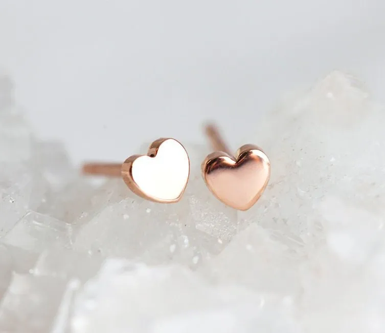 Gold Or Silver Heart Earrings Heart Shaped Earrings Heart Studs Heart Minimalist Earrings Dainty Earrings