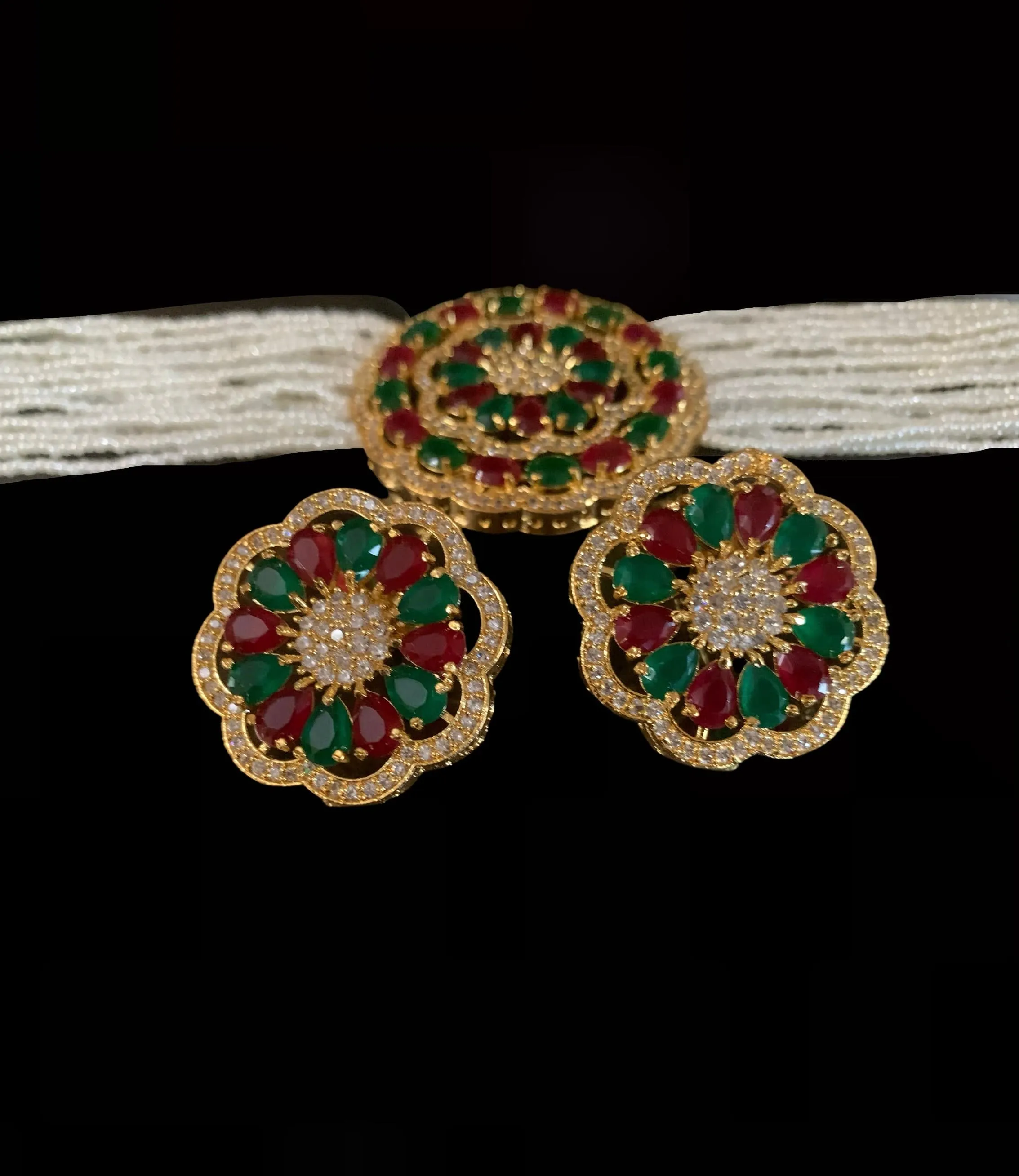 gold plated cz choker in ruby  emerald ( READY TO SHIP )