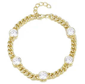 Gold Plated Link Bracelet With Large CZs