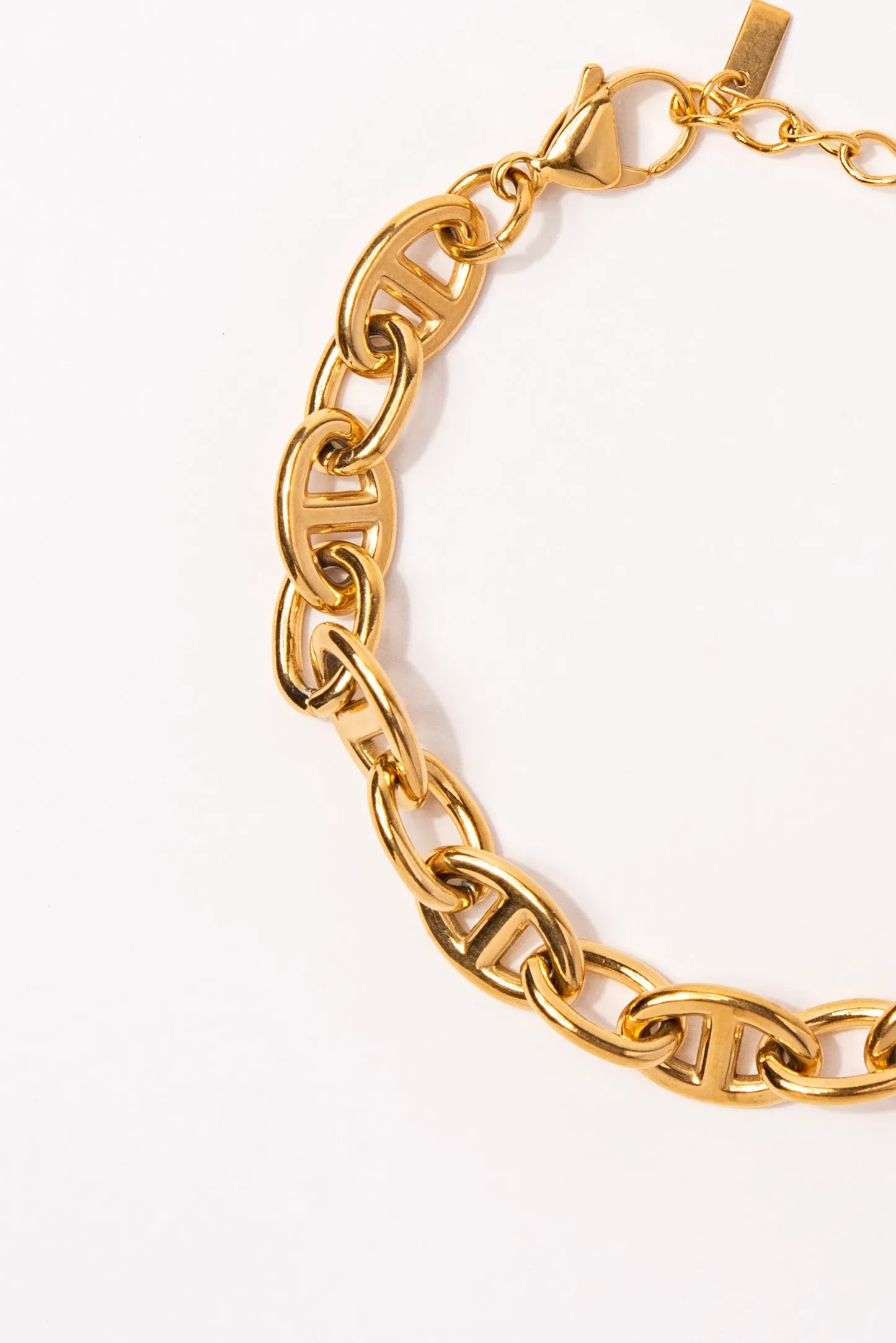 Gold Plated Stainless Steel Anchor Chain Bracelet - Gold