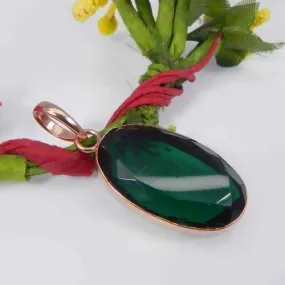 Green Tourmaline Hydro Oval Shape Rose Gold Plated Handmade Pendant Necklace Jewelry