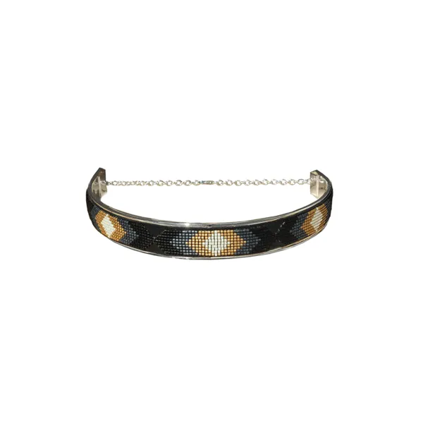 Handmade Beaded Choker Sammi in Black, Bronze