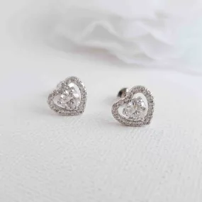 Heart Earring in Cubic Zirconia- Brenda