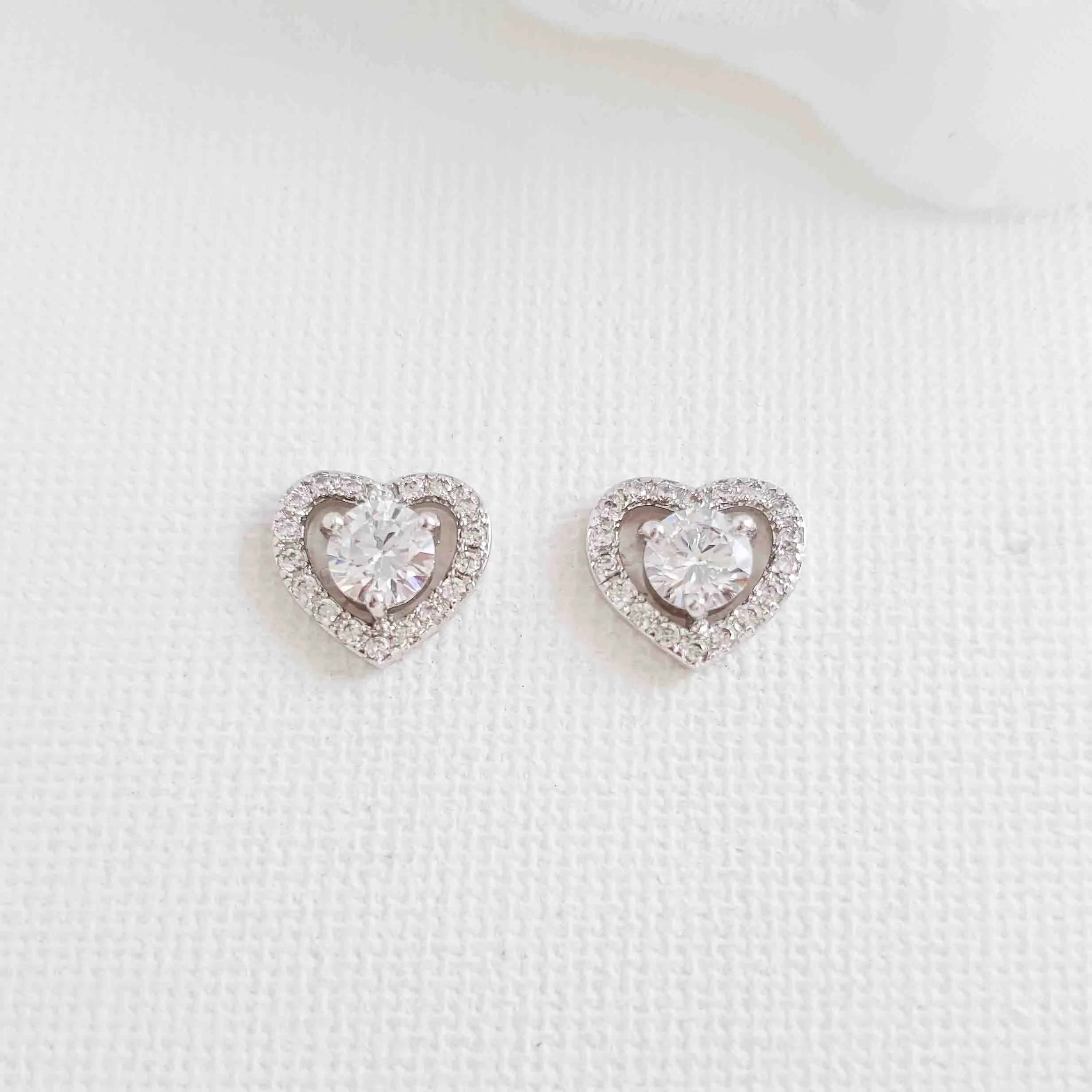 Heart Earring in Cubic Zirconia- Brenda