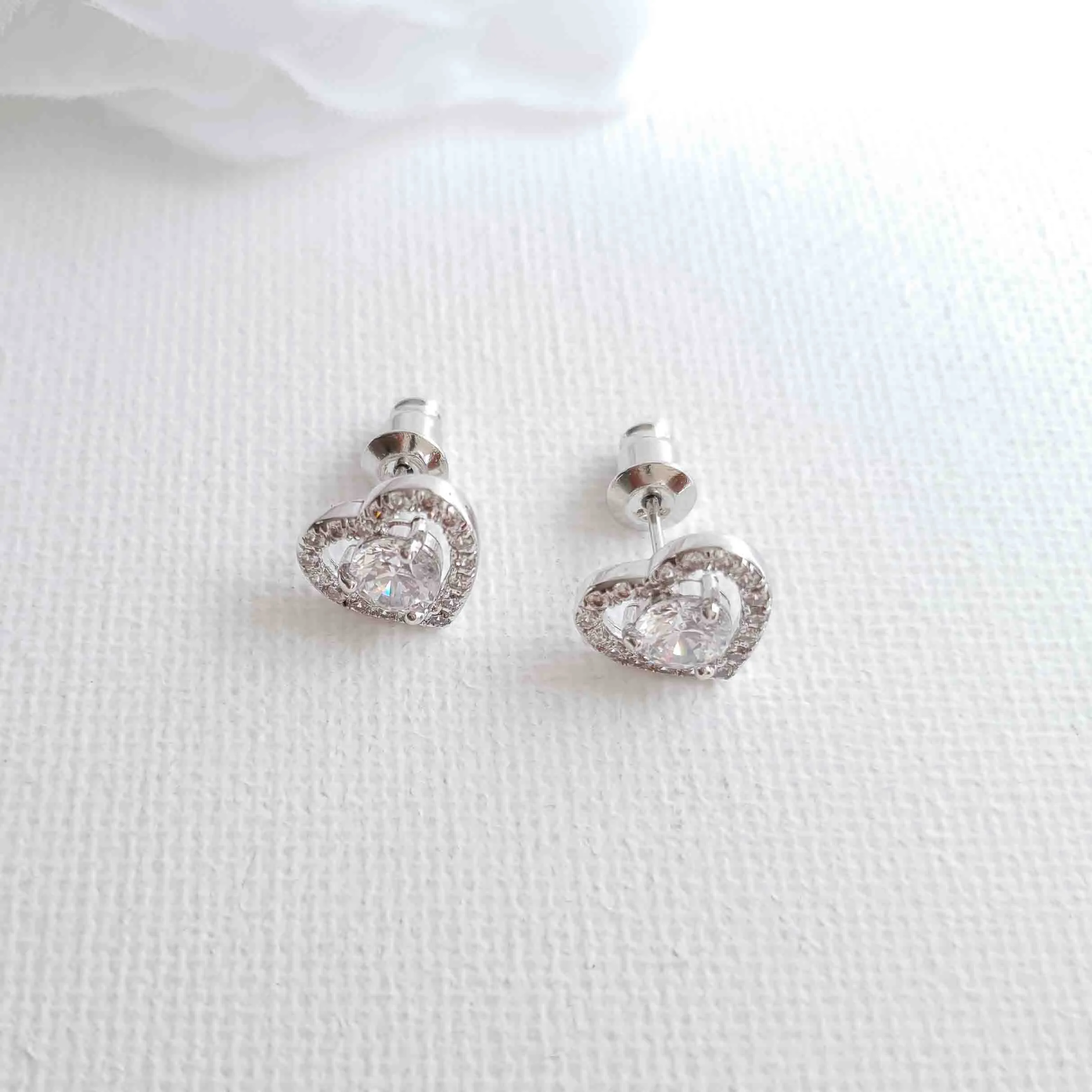 Heart Earring in Cubic Zirconia- Brenda