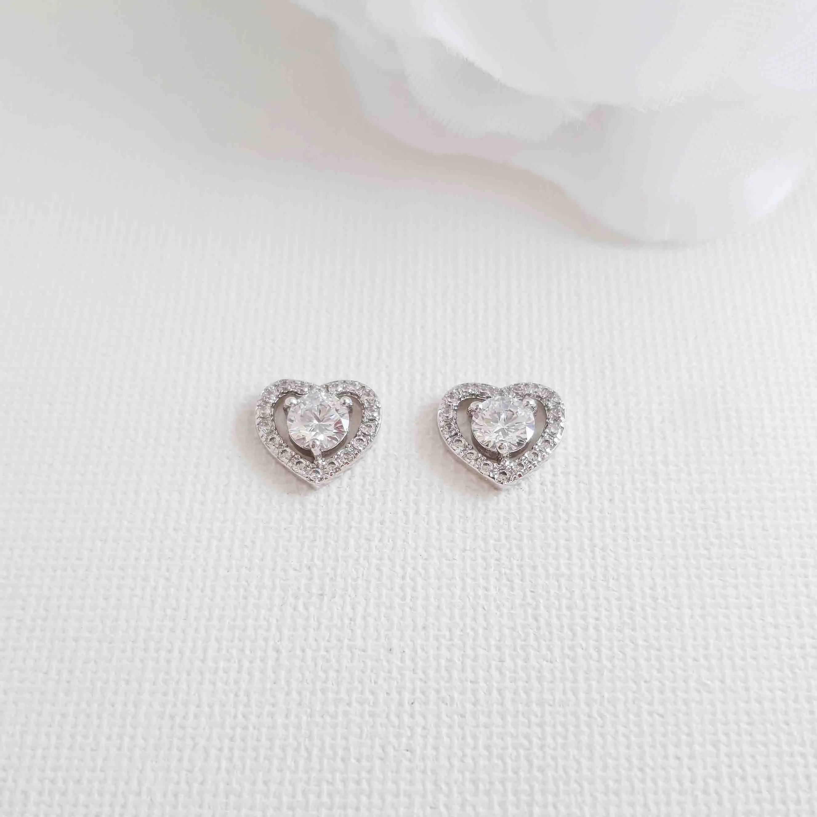 Heart Earring in Cubic Zirconia- Brenda