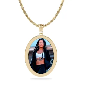 High Polished Oval Photo Pendant